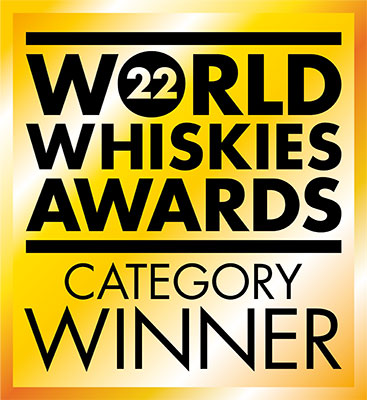 A golden-colored square graphic featuring bold black text that reads "World Whiskies Awards" with the number '22' inside a black circle at the top. Below, it says "Category Winner" in black capital letters.